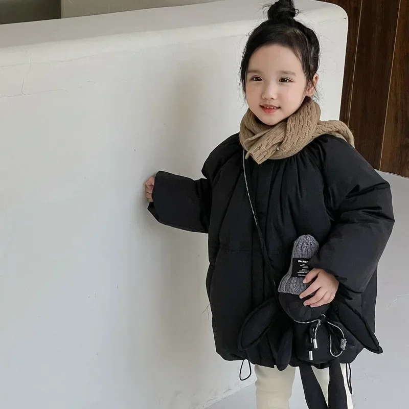 Down Jacket for Kids Korean Kids Winter Jacket Cotton Down Parkas Boys Girls Solid Hooded Coat Thick Cotton Chidlren Warm Coats