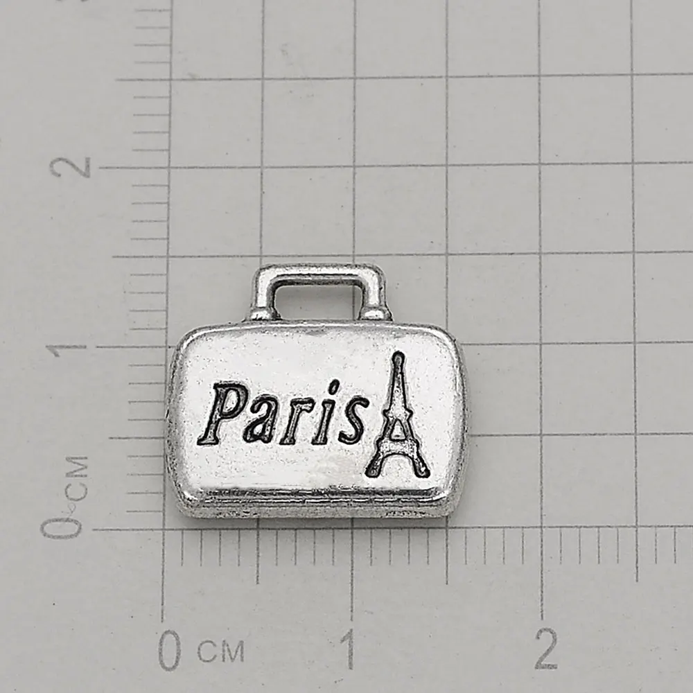 Antique Silver Plated Suitcase Passport Travel Charms Paris London NY LA Pendant For Diy Jewelry Making Findings Craft Wholesale