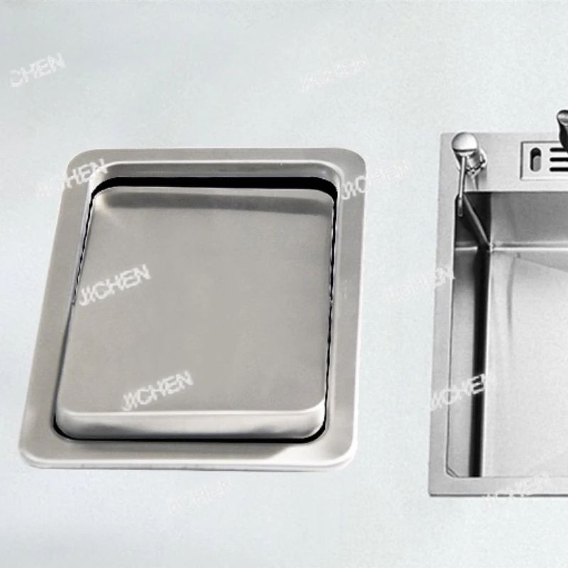 Kitchen Trash Can Built-in Garbage Bin Stainless Steel Large Litter Bins Luxury Touch Dustbin with Lid Kitchens Accessories