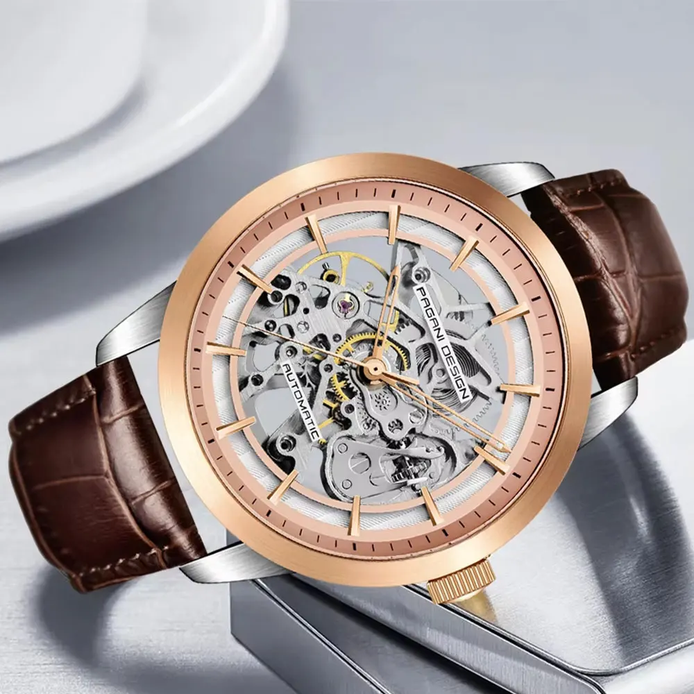 ساعة PAGANI DESIGN Hollow للرجال من الفولاذ المقاوم للصدأ مقاومة للماء 43 ملم ساعة يد أوتوماتيكية من أفضل العلامات التجارية ساعة ميكانيكية للرجال ساعات هدايا