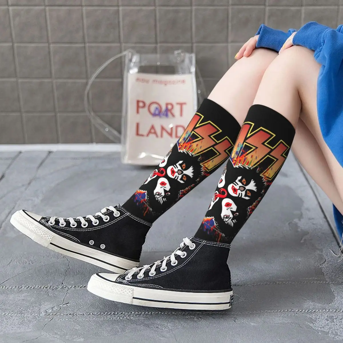 Kiss Rock Band Retor Socks Harajuku Super Soft Stockings All Season Long Socks Accessories for Unisex Gifts