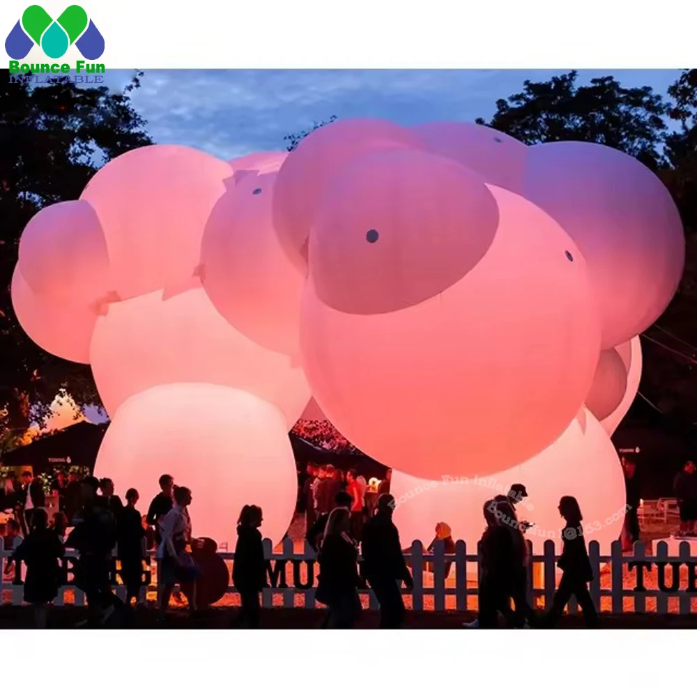 Custom Inflatable Cloud Balloon Decoration For Ceiling Giant 8m 10m Inflatable Cloud Art Exhibition