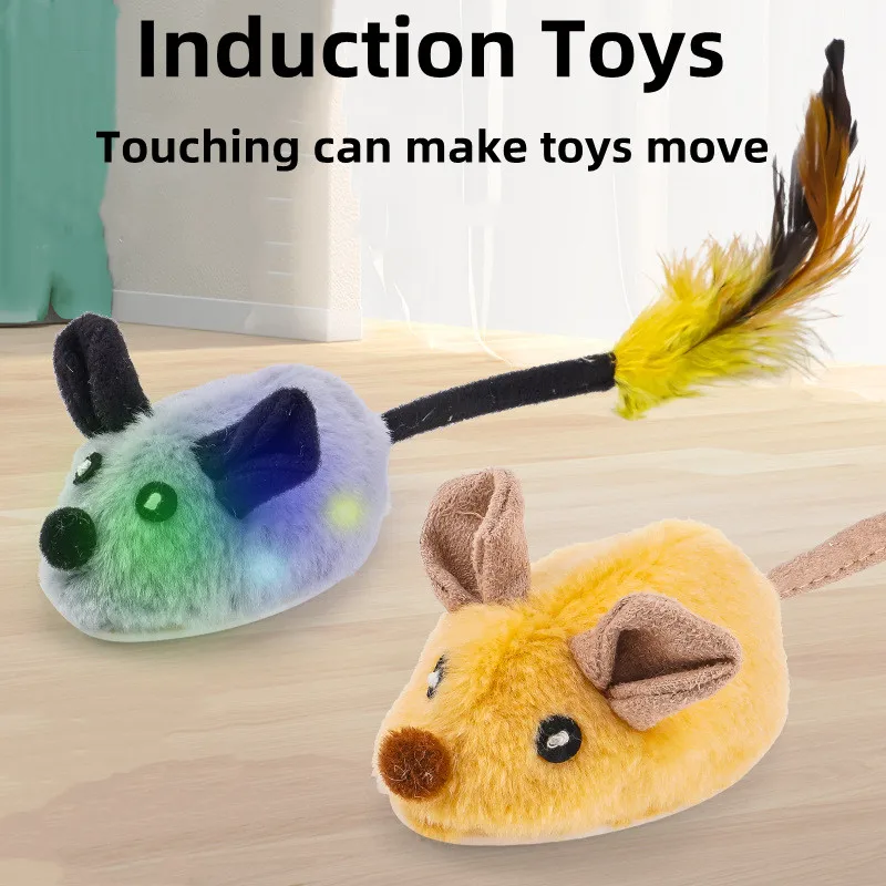 Electric Mice Cat Toys Interactive Self-Play Walking Simulation Mouse Pet Cat Plush Toy Vibration Sensor Kitten Cats Teaser Toys