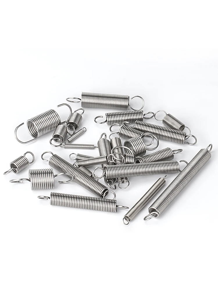 10pcs/lot 0.3mm 0.4mm 0.5mm  stainless steel Tension spring with O hook extension spring