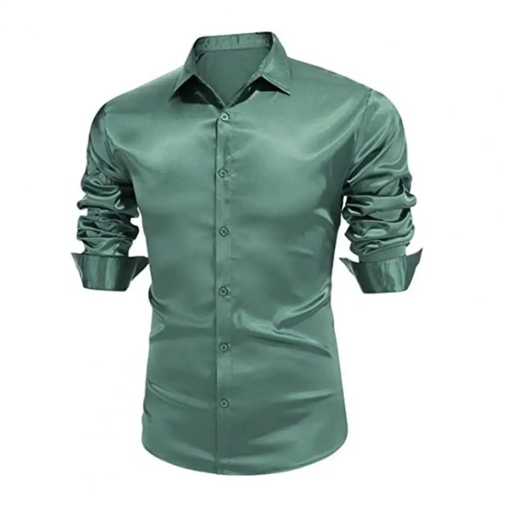 

Гавайская рубашка с длинным рукавом, однотонная, эластичная, для мужчин и женщин, модная повседневная рубашка на пуговицах, деловая рубашка, пляжная блузка, для вечеринок и свадеб