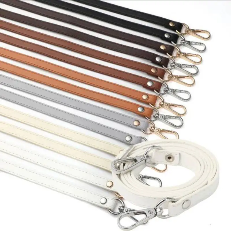 

Women Bag Strap Leather Thin Adjustable Shoulder Strap Messenger Bag Handle Gold Silver Buckle For DIY Handbag Accessories