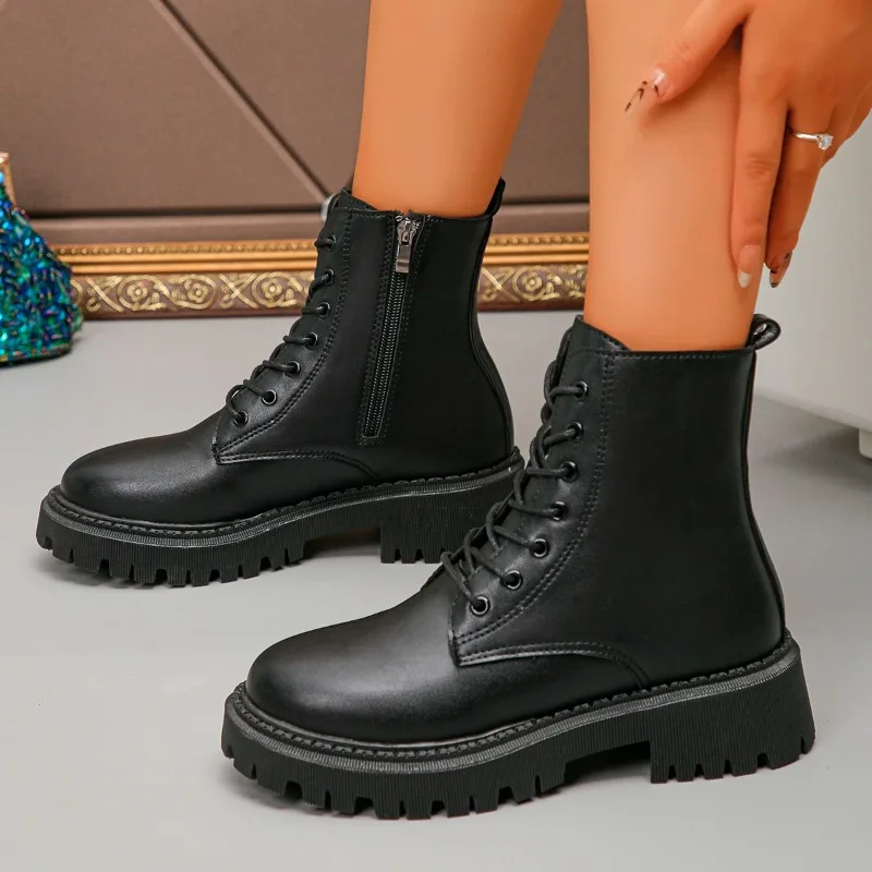 

Новинка 2023 года, однотонная простая модная женская обувь плюс бархатные теплые повседневные и удобные короткие ботинки Женские Ботинки