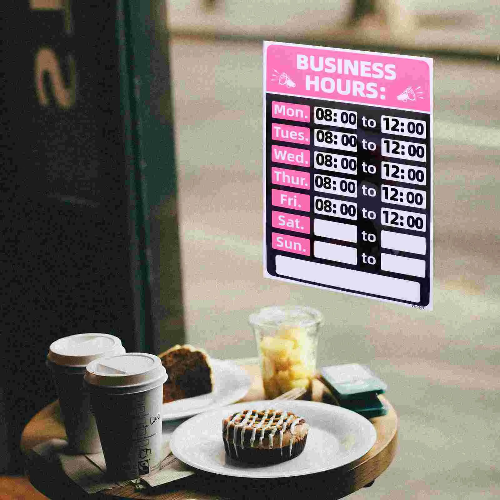 2 Pcs Chalkboard Signs Business Store Opening Hour Logo Stickers Decal Red Operation Hours Office