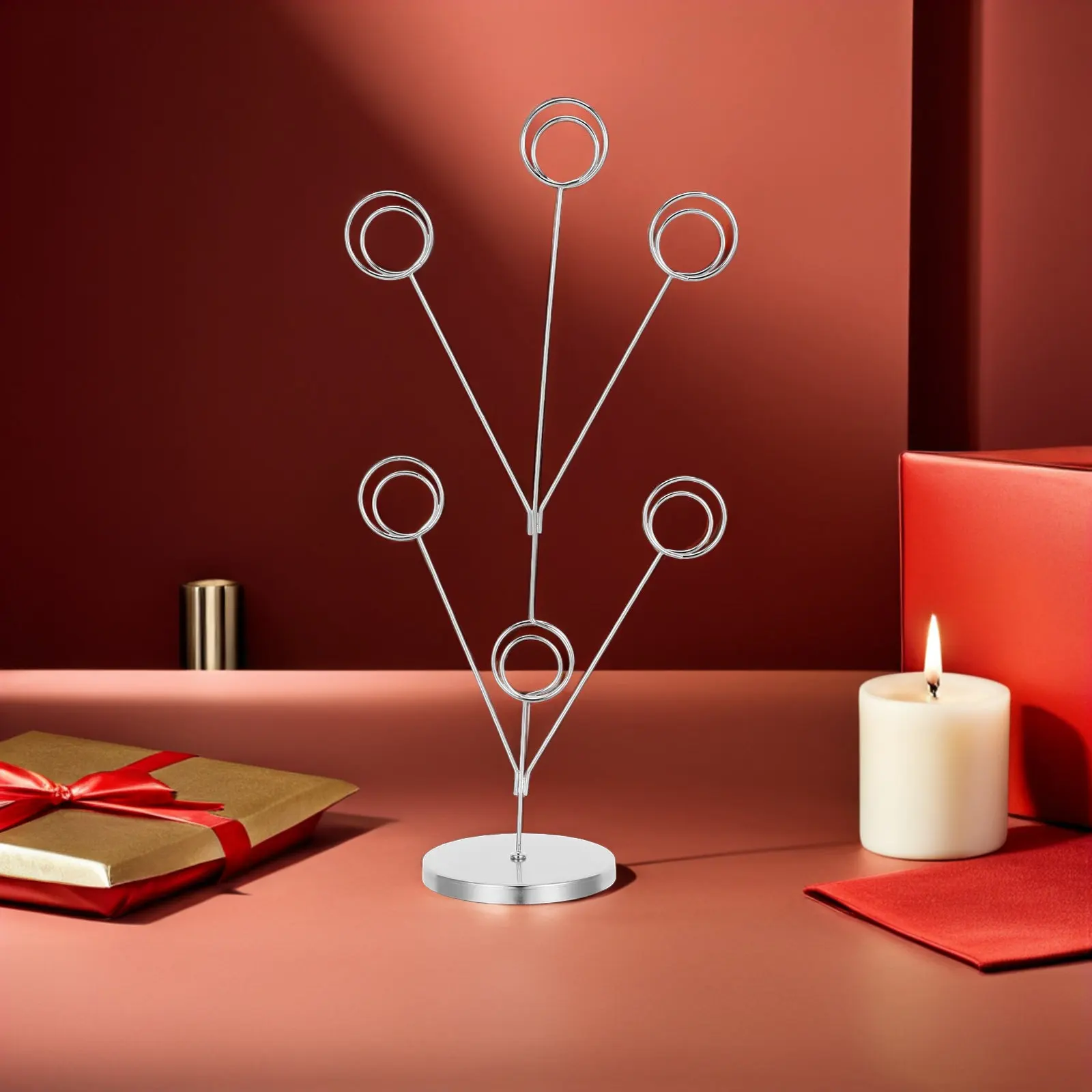 

Peacock Shaped Desktop Photo Tree Holder Clip Metal Stand Rose Golden Multi-Clip Card Memo Holder Tabletop Display for Office
