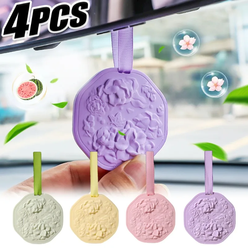 Car Aromatherapy Pendant Embossed Sheet Gypsum Fragrant Tablets Air Freshener Car Interior Odor Removing Decorative Accessories