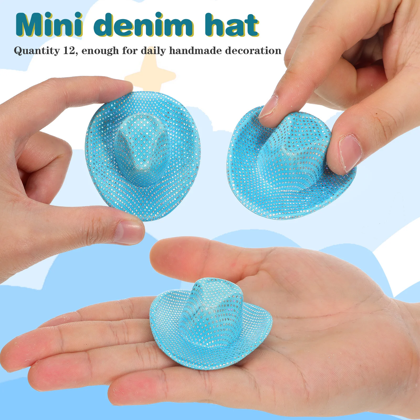 12Pcs Mini Cowgirl Hats Glitter Tiny Cowboy Hats for Crafts Party Decorations Wine Bottle Covers Cowboy Hat Cowgirl Hat Mini