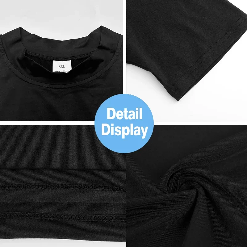 T-shirt a compressione da uomo dolcevita estivo T-shirt da corsa elastica ad asciugatura rapida Sport Top Tee Camicie da allenamento per palestra da uomo