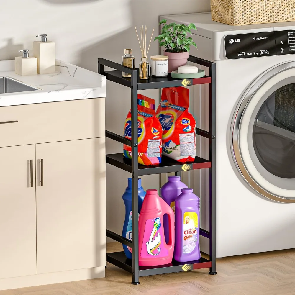 

3-Tier Expandable Storage Shelves, 110LBS Heavy Duty Metal Shelving Unit, Adjustable Laundry Room Organization and Storage Shelf