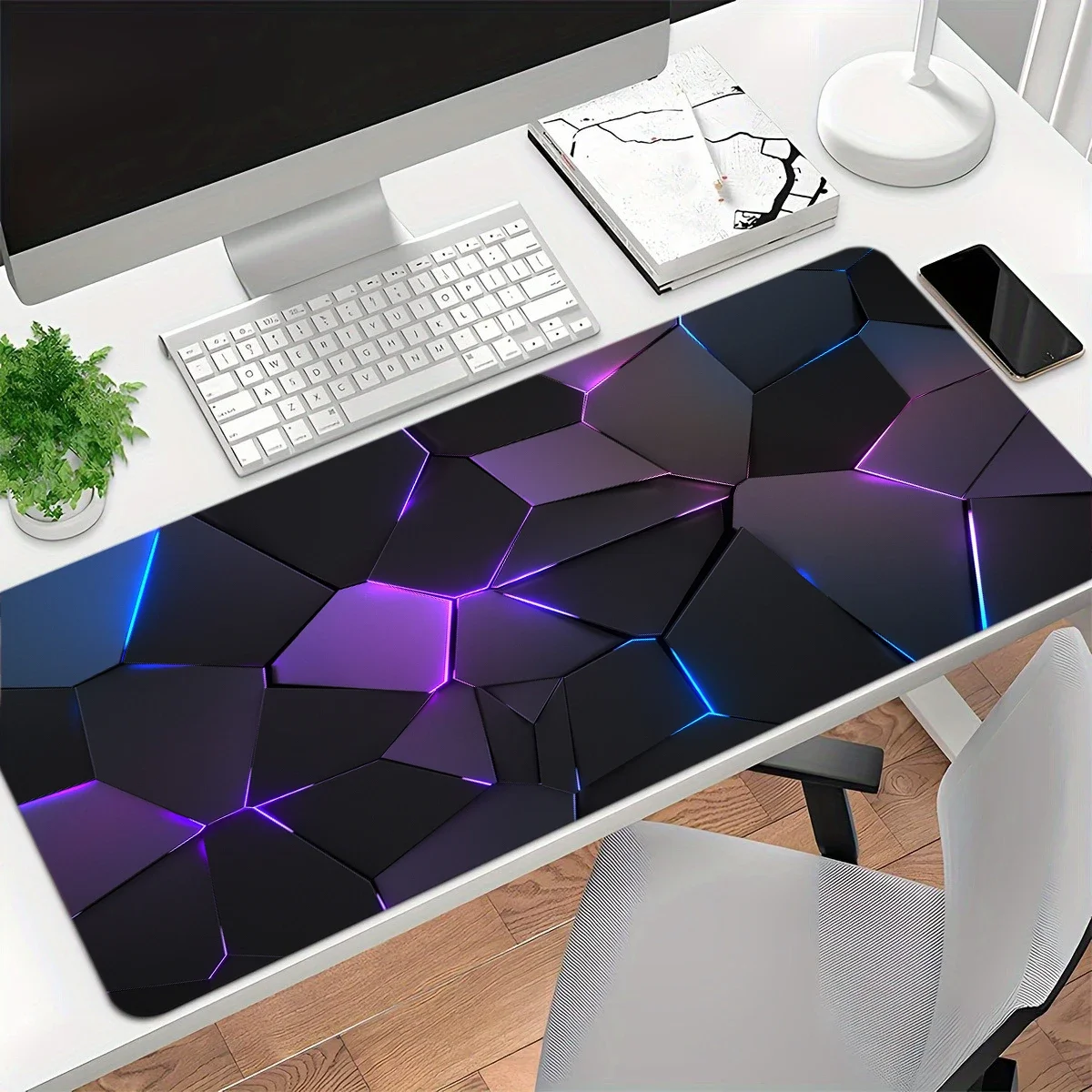 Geometric Fragments Mouse Pad Neon Large Computer Office Game Table Mats XXL Rubber Anti-slip Gaming Keyboard Mat Long Desk Pads