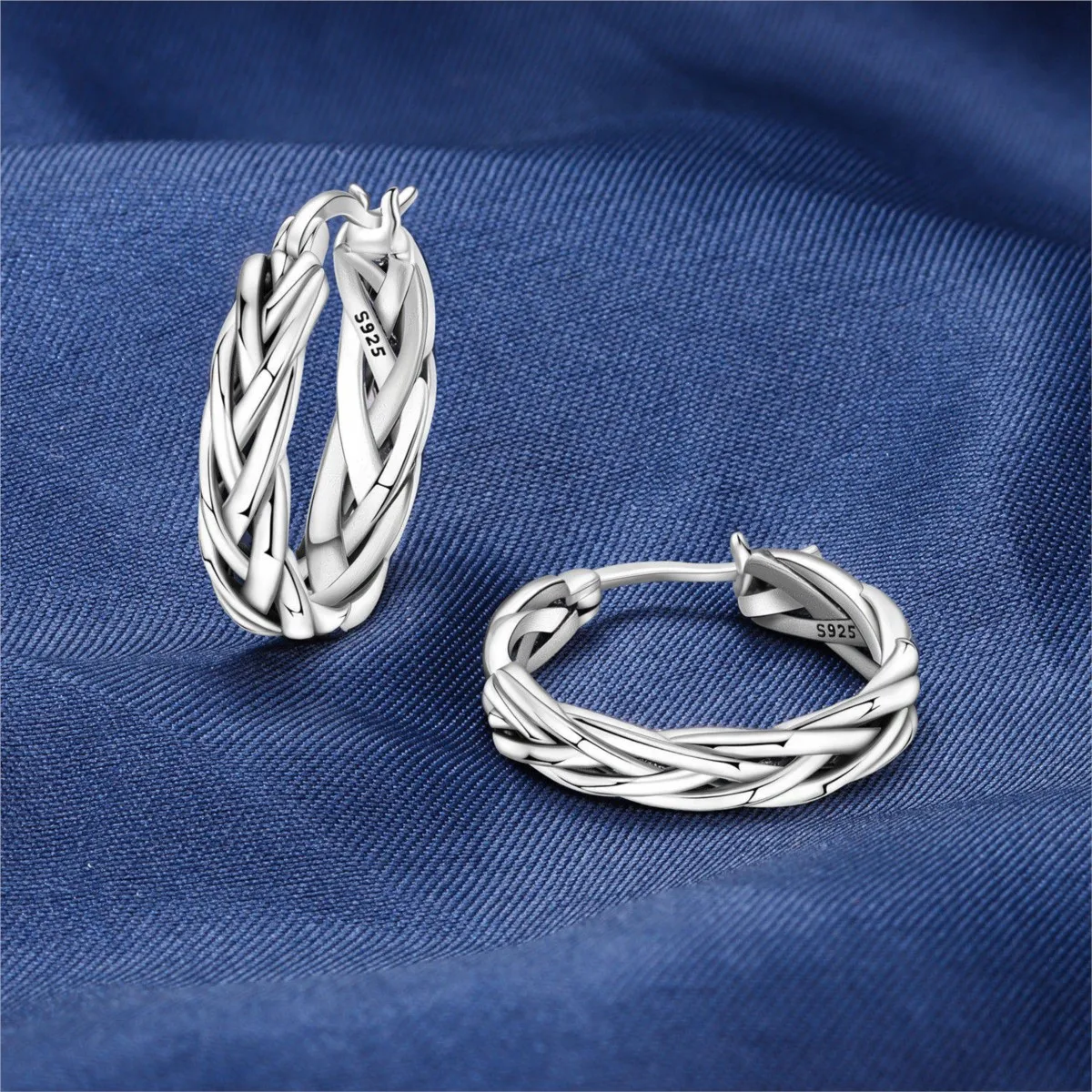 Orstarry S925 Sterling Silver Earrings Versatile Vintage Basic Braided Earrings For Women Birthday Gift Fine Jewelry
