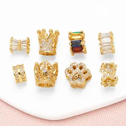 OCESRIO White Crystal Crown Charms for Bracelet Copper Gold Plated CZ Flower Paw accesorios de joyería envio gratis chma288