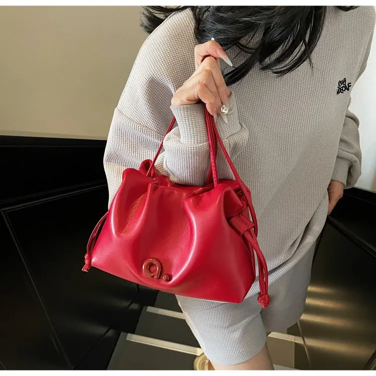 Drawstring Women's Boston Bag - PU Build, Compact Style-A Must Have Casual Purse for Shopping Sprees, Coffee Runs & Gym Visits