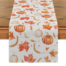 Thanksgiving Pumpkin Wheat Corn Pine Tree Table Runners Washable Dresser Dining Coffee Table Runner Wedding Holiday Party Decor