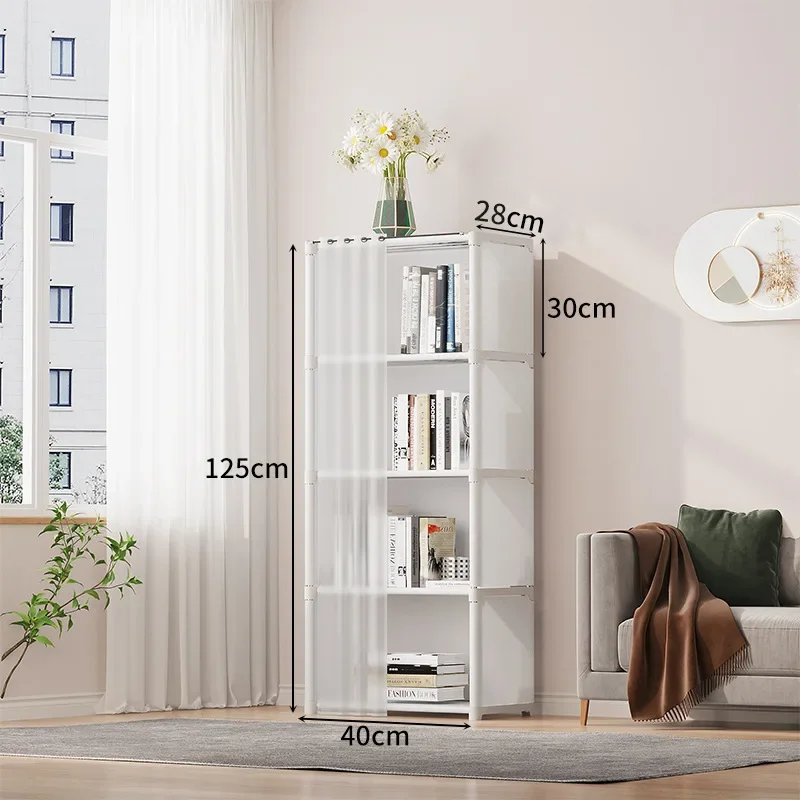 Desktop Simple Bookshelf Floor To Floor Children\'s Household Storage Rack Living Room Multi-layer  Cabinet Dustproof Bookcase