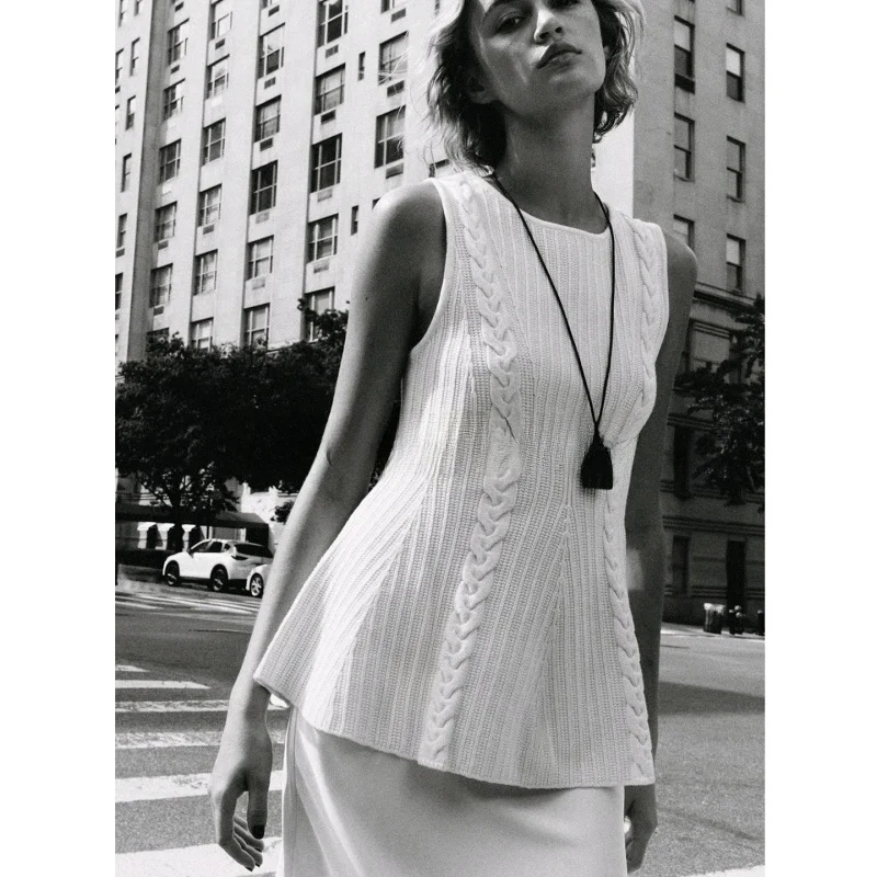 

Summer Women's mat Sle A-Line Skirt Knitted ort Svel Top Twist Flower Design Polyester Fiber round Neline