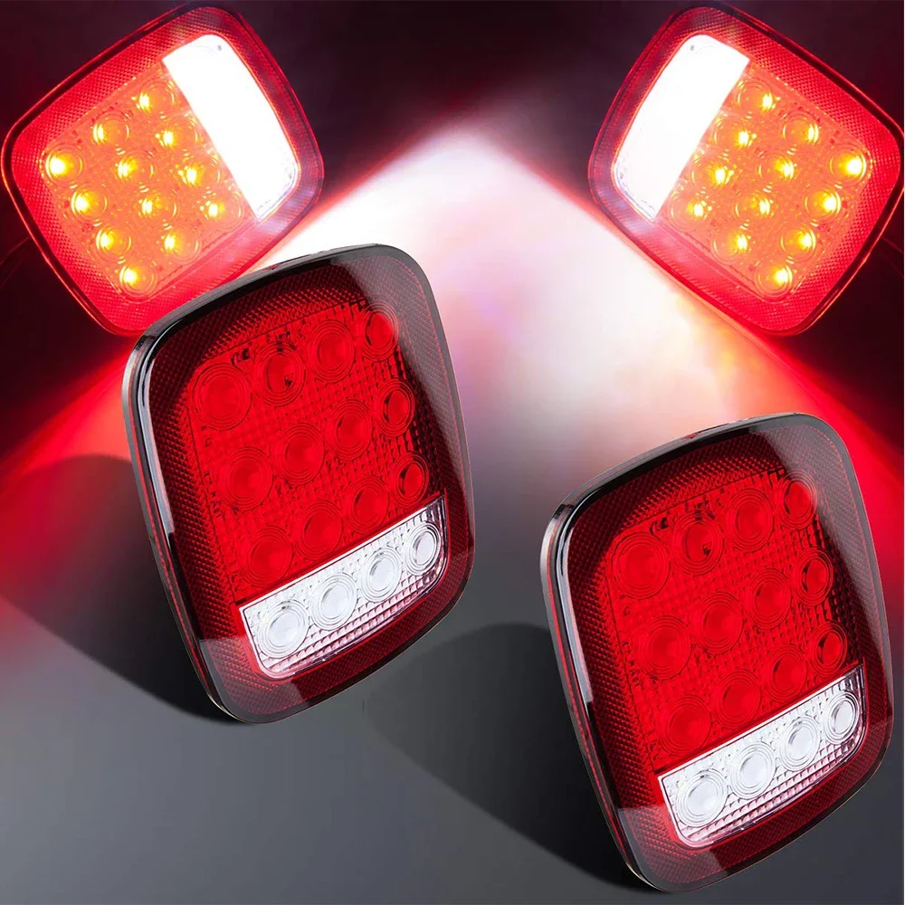 16 LEDs LED Trailer Lights Stop Brake Running Rear Side Marker Back-up Tail Light Universal For Truck Vehicles 12V 24V Red White