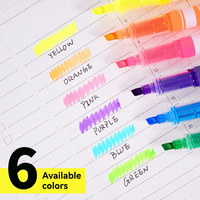 6 Pcs/set Highlighters,Automatic Ink Control System,Large capacity,Chisel Tip,Kawaii Stationery School Office Supplies Writing