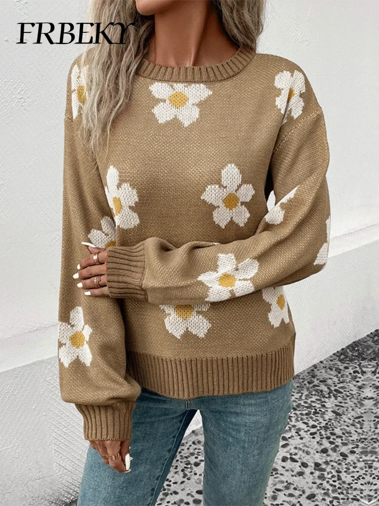 

Sweater Women Autumn Winter New Fashion Long Sleeve Jacquard Flower Ladies Sweater Autumn Women's Clothes Korean Fashion Jumper