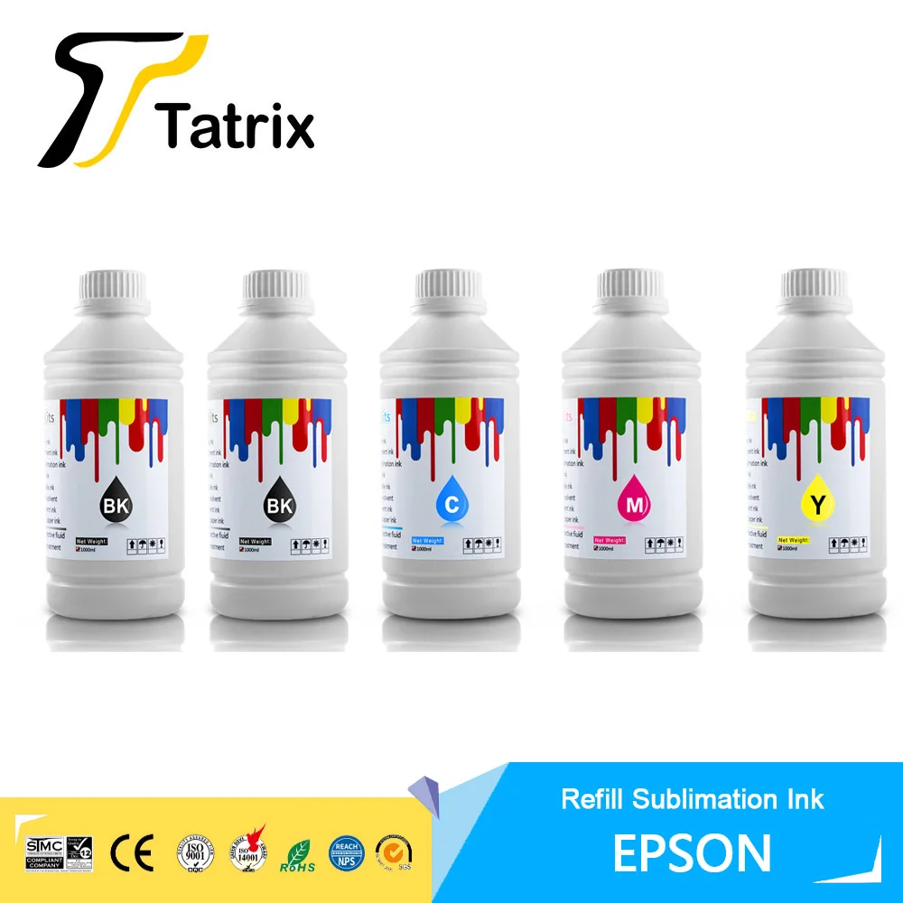 

Tatrix 5X1000ML Sublimation Ink specialized For EPSON Printer Heat Transfer Ink for epson T3000 T5000 T7000 T3200 T5200 T7200