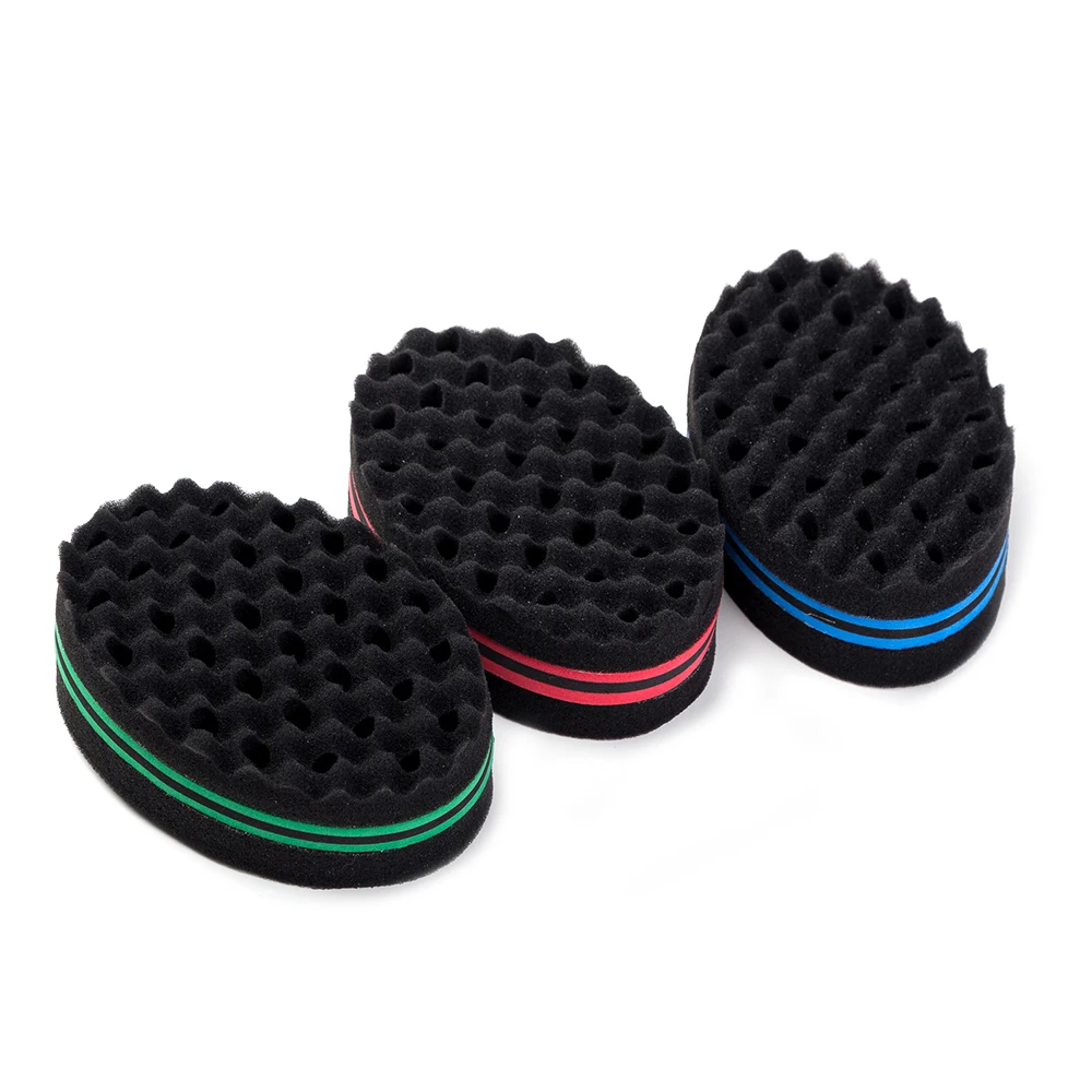 New Double-Sided Magic Twisted Hairbrush Sponge Fashion Styling Oval Dual Use Perforated Curly Sponge Wave Roll Washable Tool