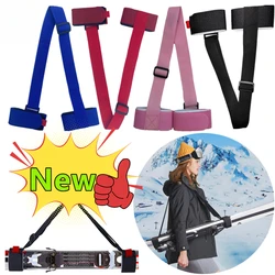 New Skiing Pole Shoulder Hand Carrier Lash Handle Straps Adjustable Buck Hook Loop Protecting Black Nylon Ski Handle Strap Bag