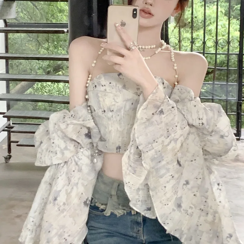 Sweet Blouses for Women Slash Neck Design Backless Lovely Girls Clothing Summer New Trendy Korean Style High Street Flare Sleeve