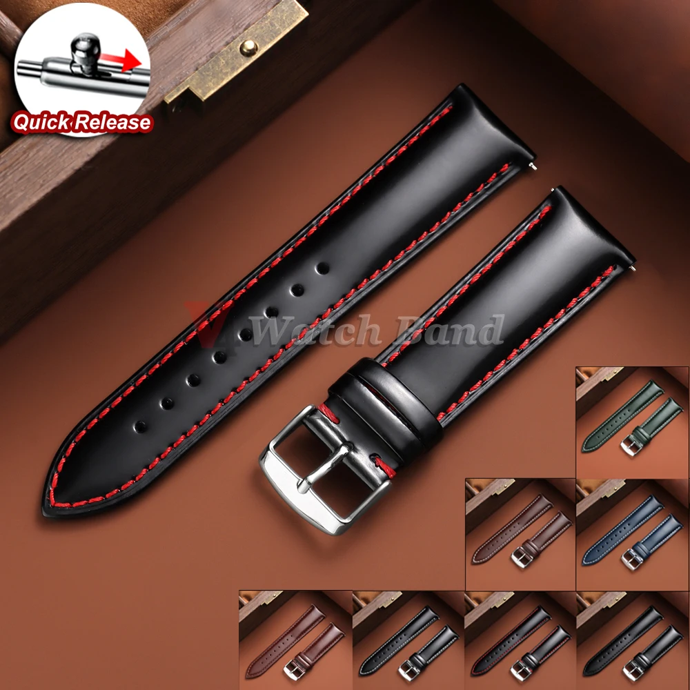 18mm 20mm 22mm Quick Release Smooth Watchband 19mm 21mm Universal Stitching Cowhide Strap for Seiko for Omega Watch Band
