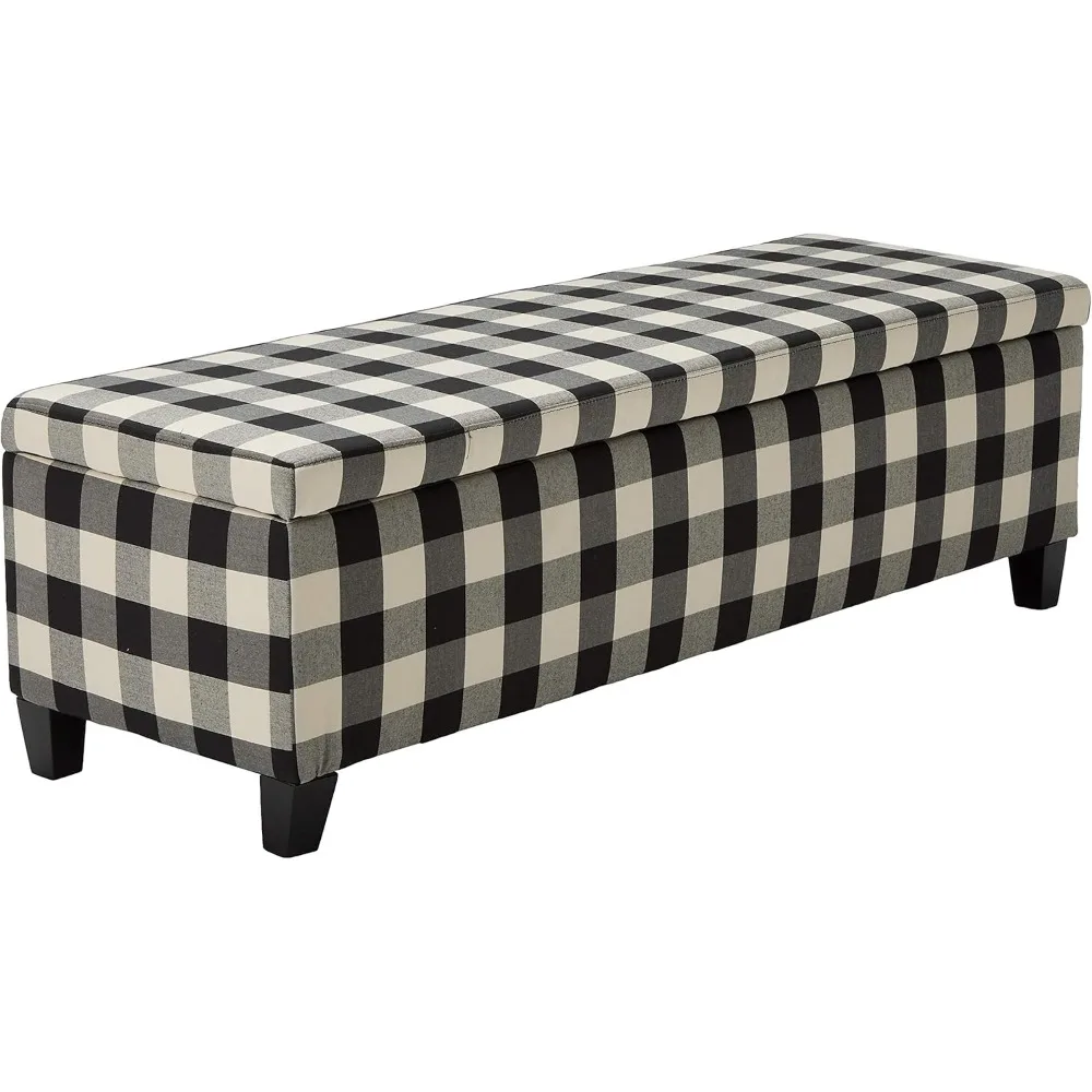 

Christopher Knight Home Cleo Fabric Storage Ottoman, Black Checkerboard