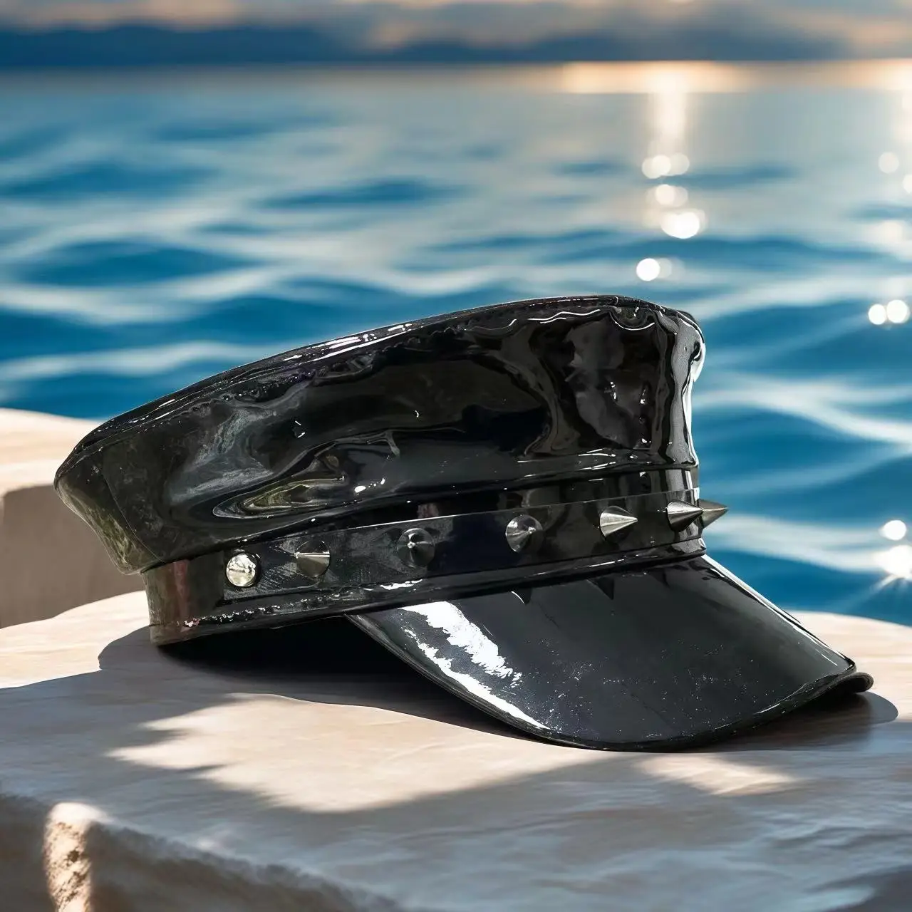 Czarny skórzany kapelusz steampunkowy HongLuan na Halloween, kapitańskie kapelusze dla kobiet na festiwal Burning Man, akcesoria do cosplay dla kobiet