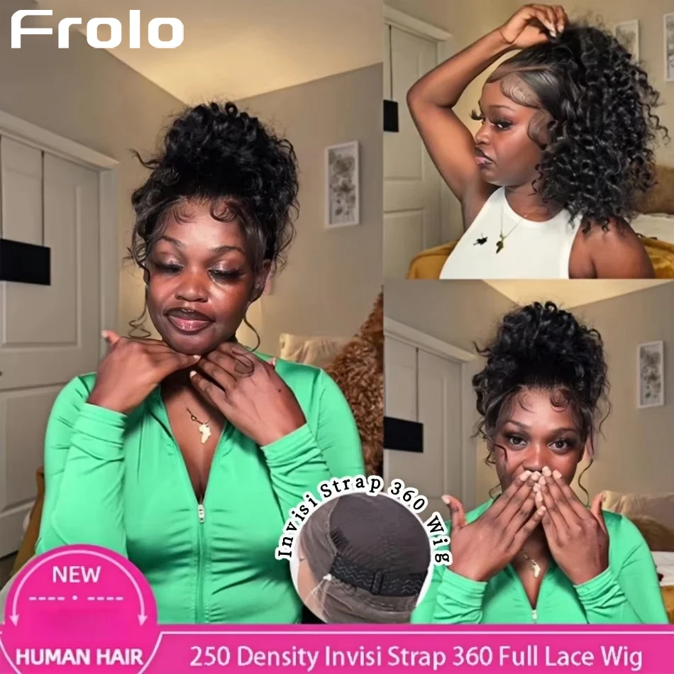 

Deep Wave 360 Full Lace Wig Human Hair Pre Plucked Hd 250 Density 360 Lace Front Wigs Curly Human Hair Wigs Invisible Drawstring