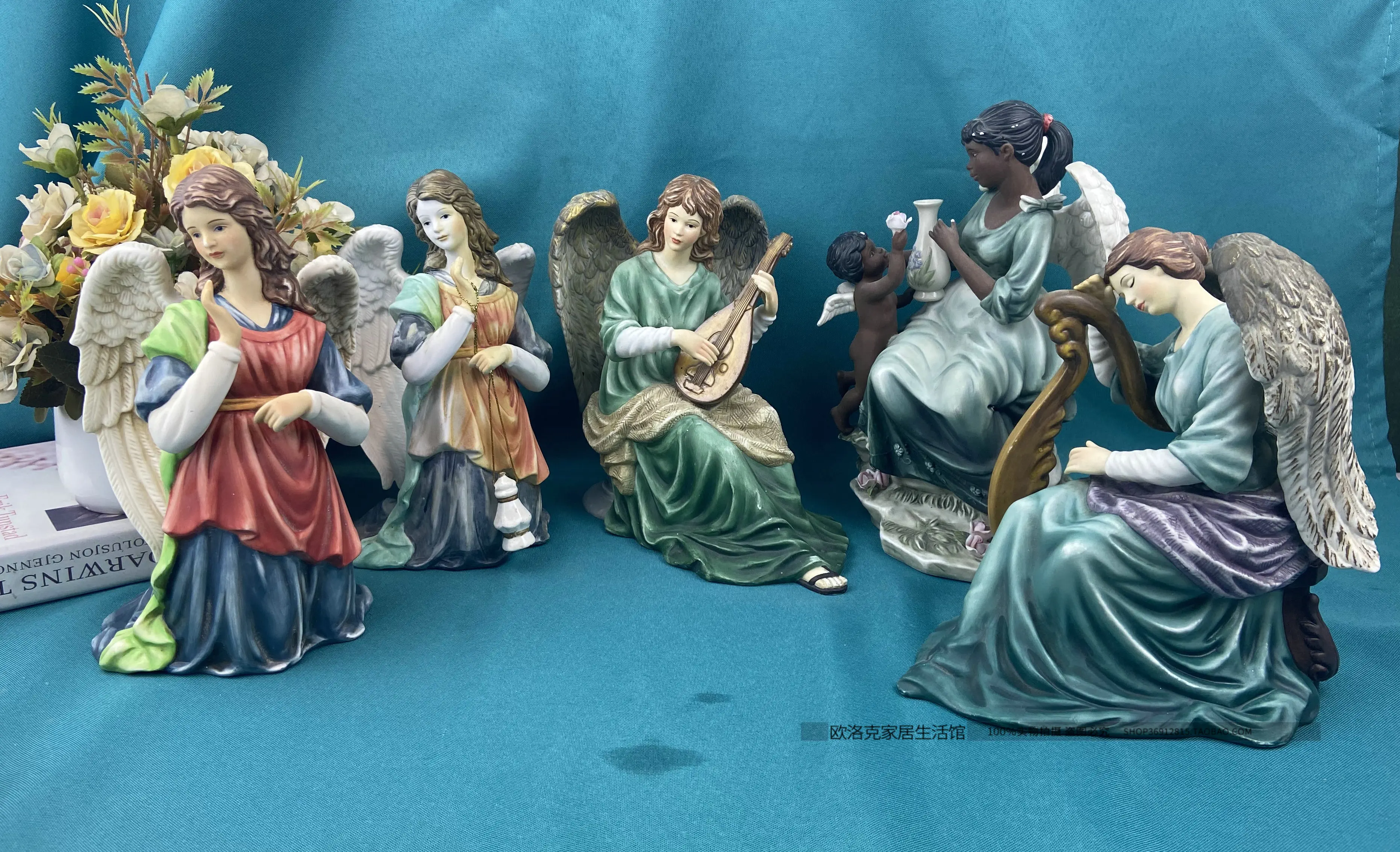 

Owell Painted Ceramic Angel Girl Figurines Porcelain Angel Statue Beautiful Angel Sculptures Home Room Decoration Birthday Gift