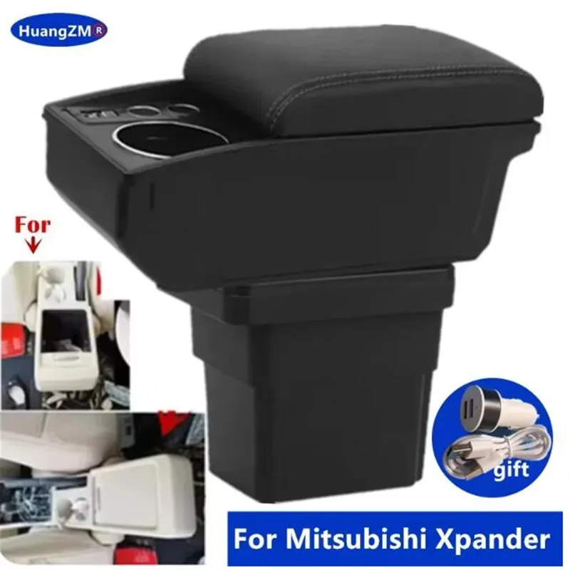 Für Mitsubishi Xpander Armlehnenbox Für Mitsubishi Xpander Doppelschichtige Aufbewahrungsbox Getränkehalter Innenraum Nachrüstung Auto-Zubehör