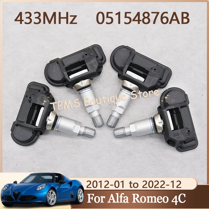 

TPMS Tire Pressure Monitor System 4pcs 433MHz 05154876AB For Alfa Romeo 4C Ram Promaster For Maserati Ghibli Quattroporte