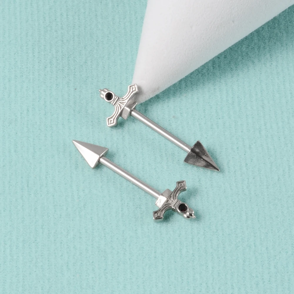 1Pair Sword Cross Nipple Piercing Barbell Surgical Steel Crystal Nipple Shield Cover Heart Butterfly Nipple Ring Body Jewelry14G
