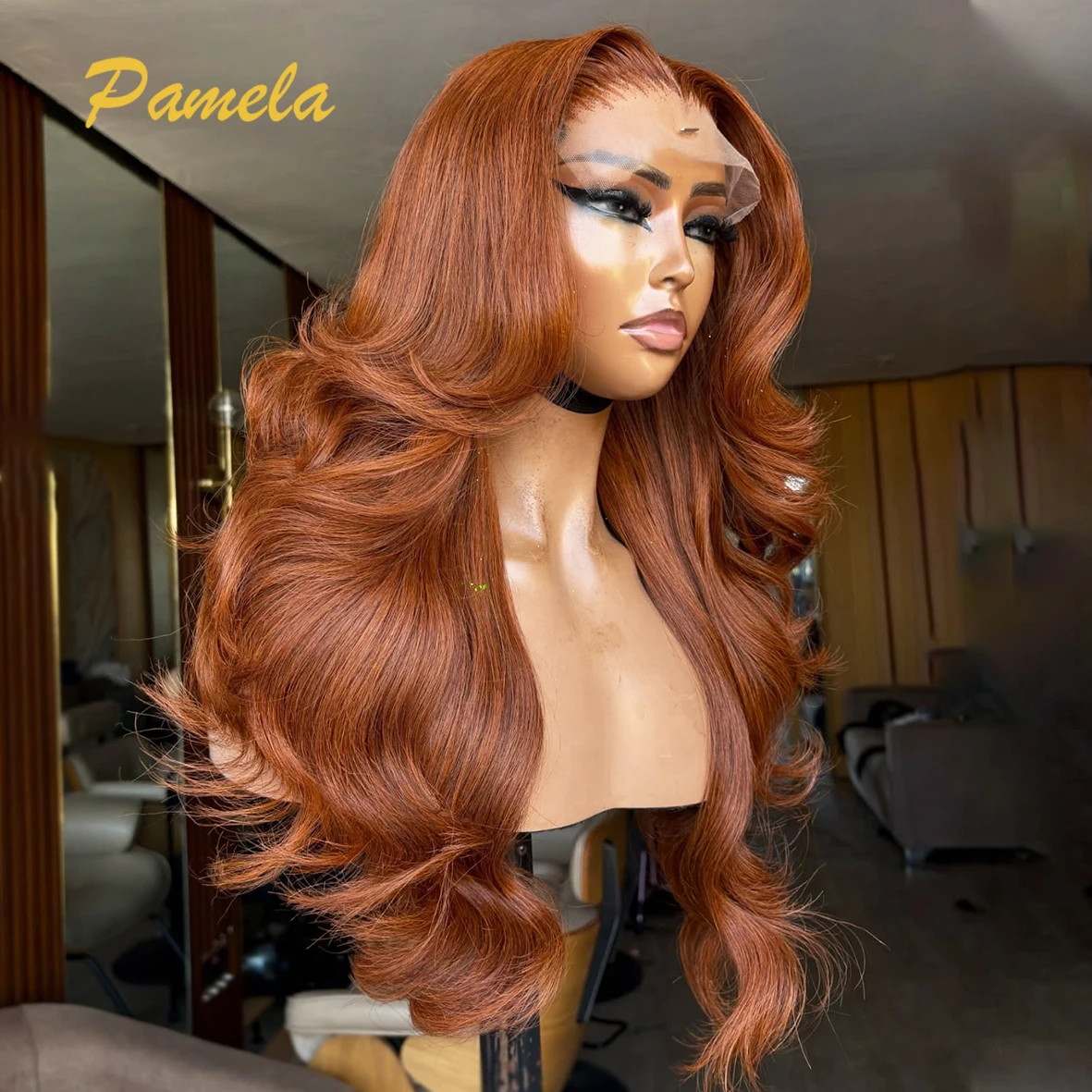 Ginger Orange Colored  350% Density Loose Deep Wave 5x5 Lace Closure Glueless Human Hair Wig Pre Plucked Wear and Go Wigs