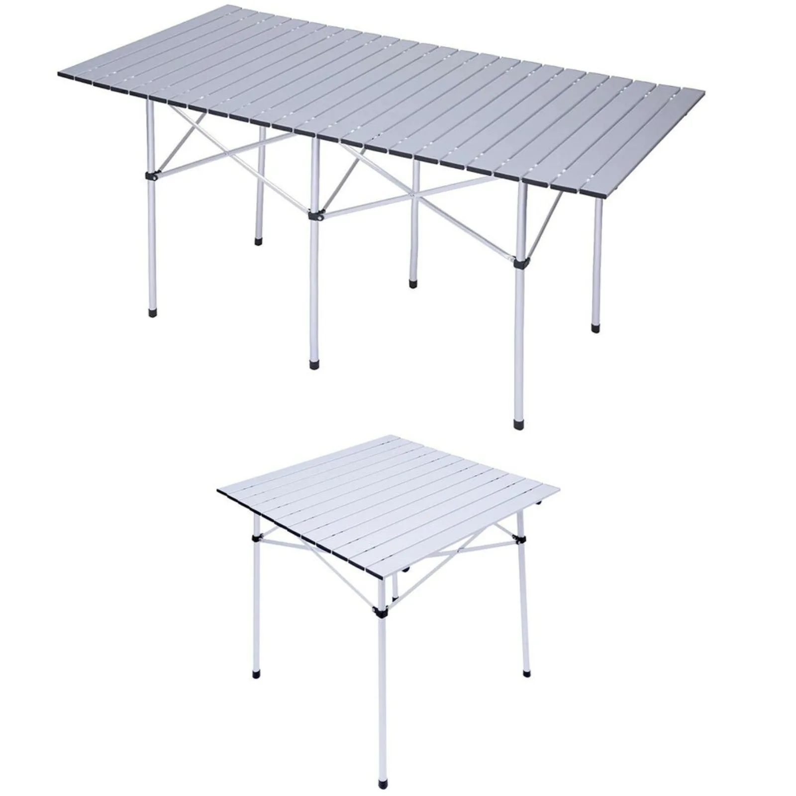 

US Aluminum Top Camping Table Outdoor Folding Roll Up BBQ Picnic Table + Bag -