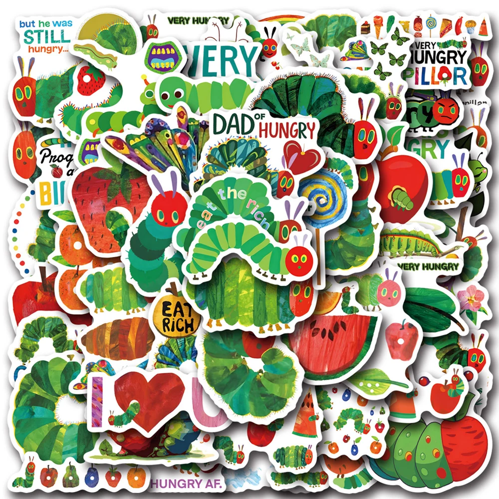 10/30/55pcs Cute The Very Hungry Caterpillar Stickers Funny Cartoon Picture Book Sticker Suitcase Diary Laptop Phone Decals Toy