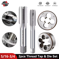 Hampton UNC UNF UNEF UN  Right Hand Thread Tap And Die Set 2pcs HSS Hand Tap Drill Bit 5/16 3/8 7/16 1/2 5/8 3/4-18 20 24 28 40