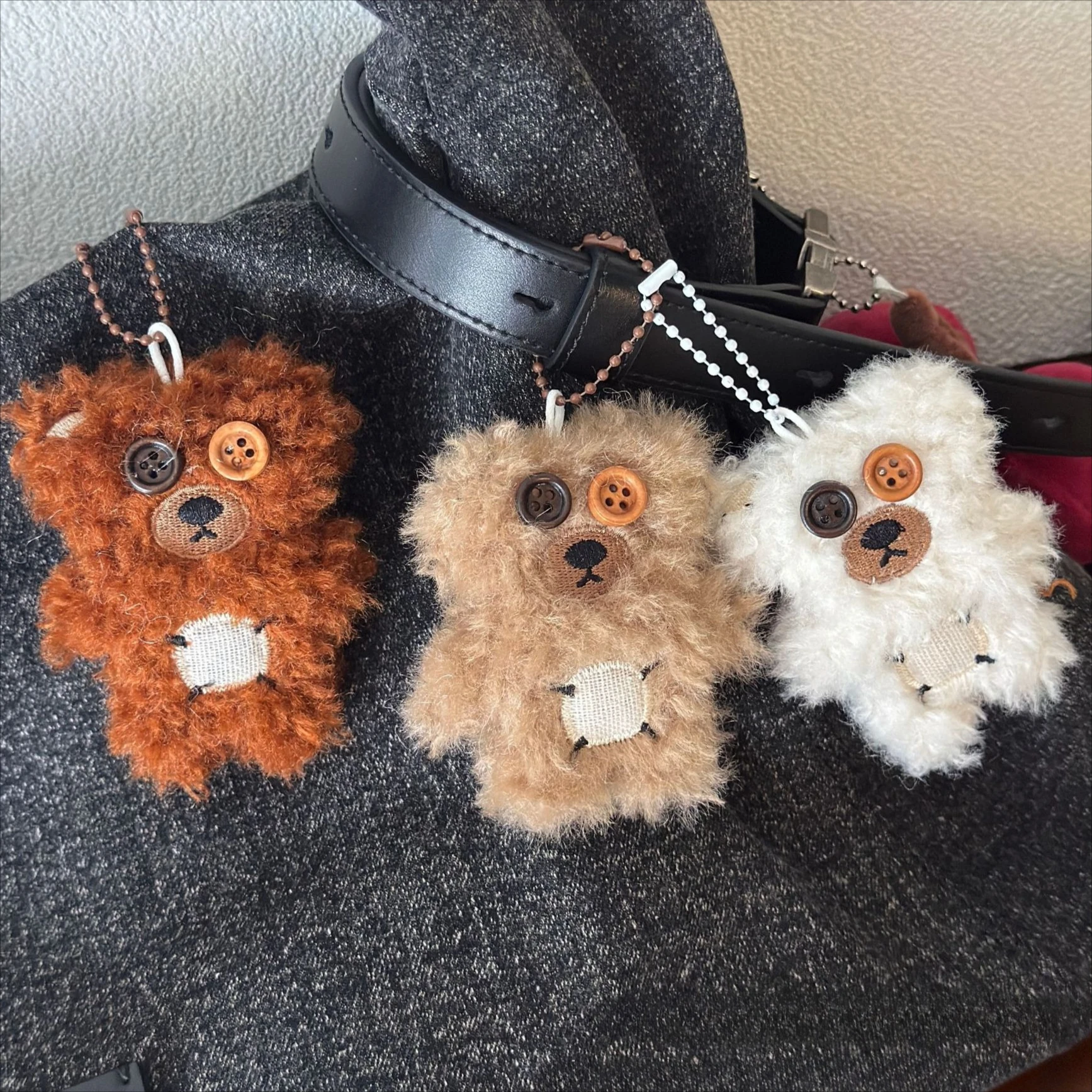 Cartoon Plush Bear Doll Keychain Cute Button Bear Doll Bag Key Chain Pendant Animal Stuffed Toys Girl Bag Pendant Children Gifts
