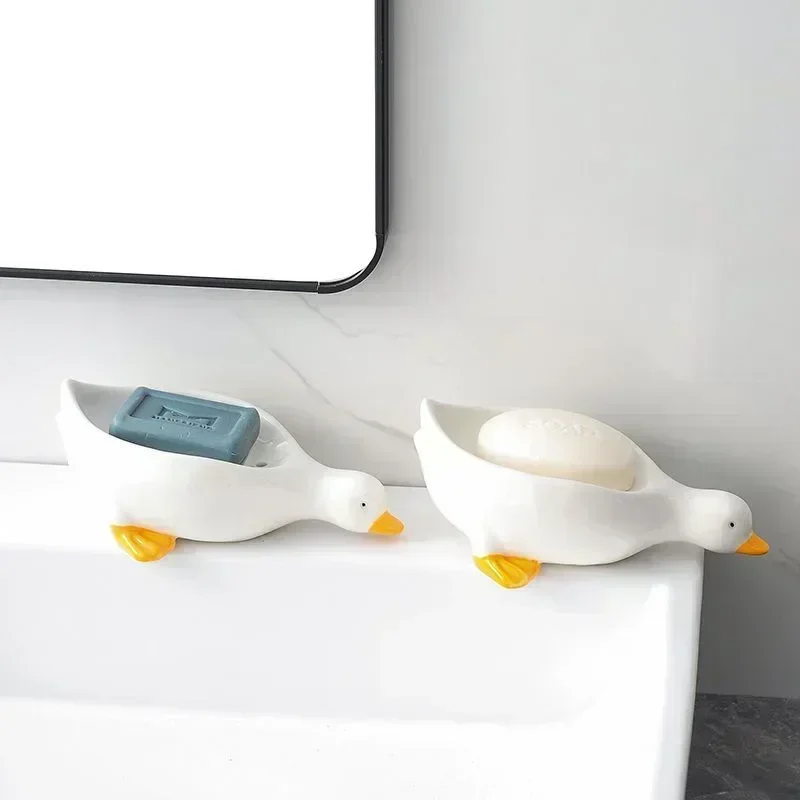 Yellow Duck Shape Soap Box Case Cartoon Dish Drainable Holder Container Dish For Tray Home Bathroom Accessories gadgets