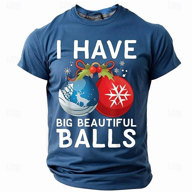 Cartoon Christmas Pattern T Shirt For Men Funny Santa Claus 3D Printed Tees Summer Casual Loose T-Shirts O-Neck Short Sleeve Top