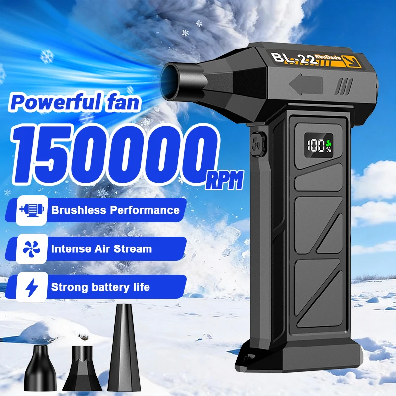 150000RPM Brushless Turbo Jet Fan Cordless Air Blower USB Rechargeable Handheld High Power for Garage Car Workshop Dust Cleaning