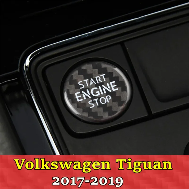

For VW Volkswagen Tiguan Car Engine Start Stop Button Cover Real Carbon Fiber Sticker 2017 2018 2019