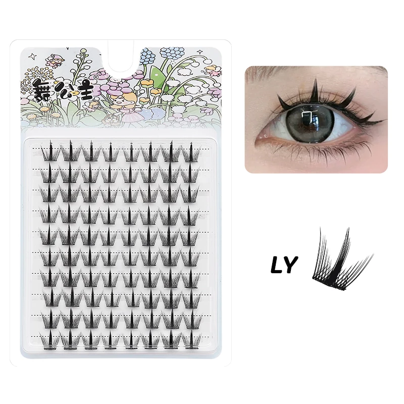 DINGSEN 10 Reihen Natürliche DIY Wimpernbüschel Einzelne Wimpern Anime Falsche Wimpernbüschel Handgefertigte Wimpernverlängerungs-Sets – Detail 16