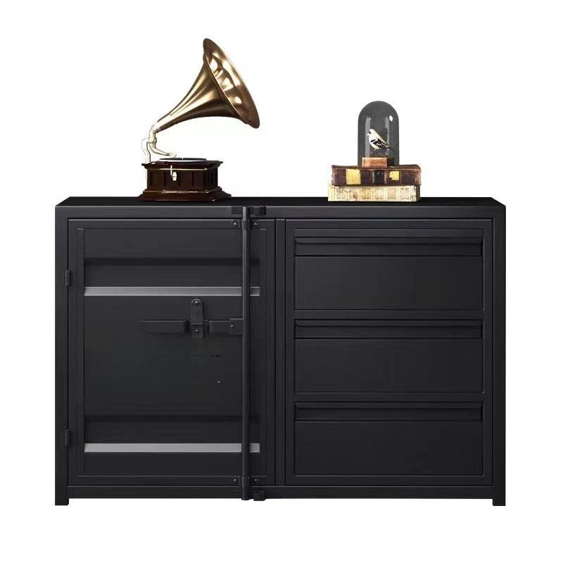 Industrial Style Wrought Iron Container Cabinet Retro Dining Sideboard Locker Hotel Restaurant Tea Prep Storage Cabinet